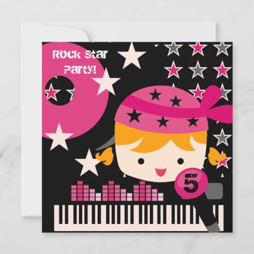 Custom Blond Girls Rock Star Birthday Invitations