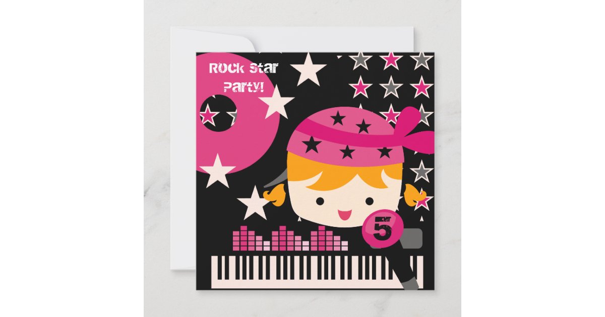 Custom Blond Girls Rock Star Birthday Invitations | Zazzle