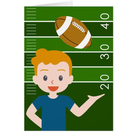 Custom Blond Hair Boy Football Party Cards (Front)