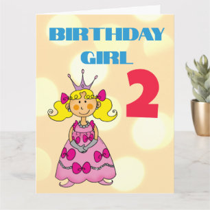 Custom Blonde Hair 2nd Birthday Princess Card
