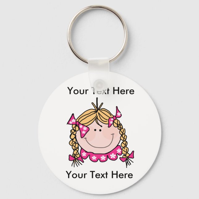 Custom Blonde Hair Girl Keychain (Front)