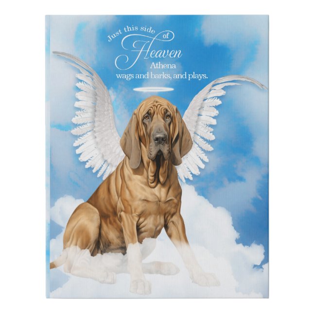 Custom Bloodhound Dog Angel Pet Memorial Faux Canvas Print (Front)