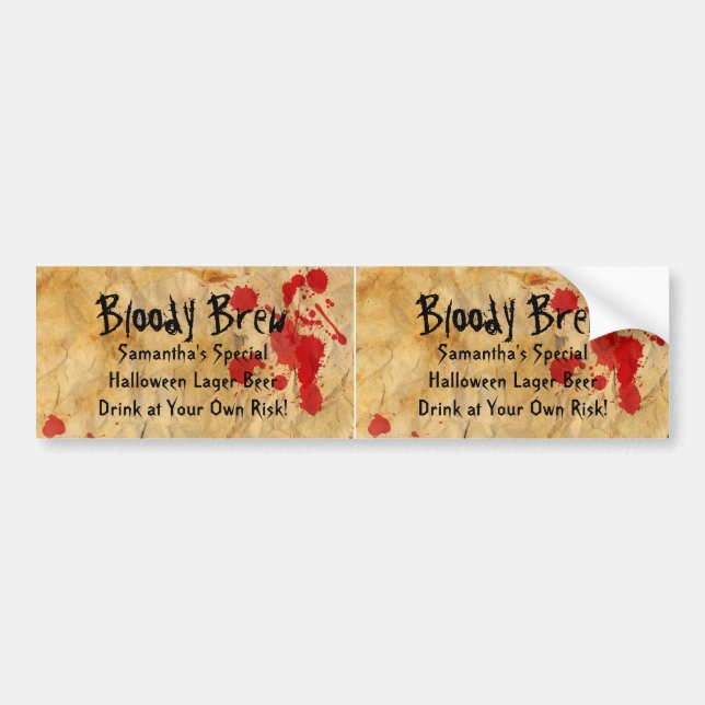 Custom Bloody Brew Beer Bottle 2up Bumper Labels (Front)