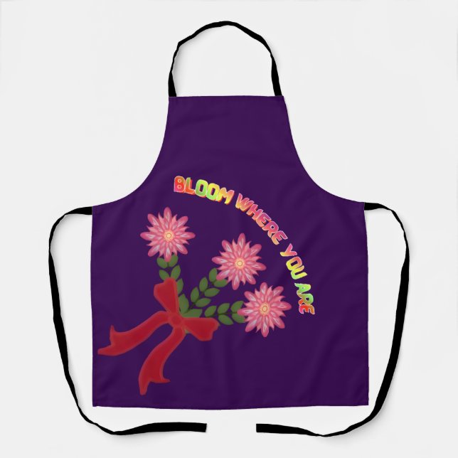 Custom Bloom Where You Are Spring Floral Gift Apron (Front)