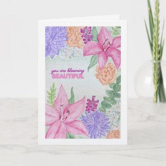 Custom Blooming Beautiful Watercolour Folded Card