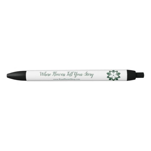  Custom Blossom Logo Green Tagline Black Ink Pen