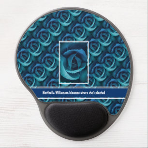 Custom BLOSSOMS WHERE SHE'S PLANTED Blue Rose Gel Mouse Pad