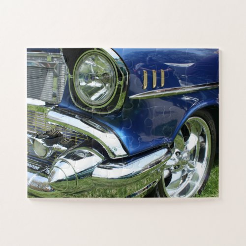 Custom Blue 1957 Chevy Car Jigsaw Puzzle