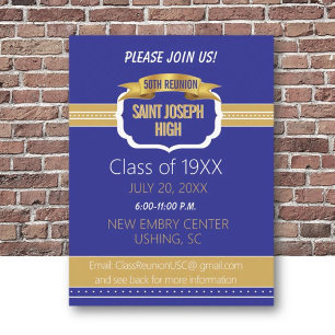 Custom Blue 50th Class Reunion Invite