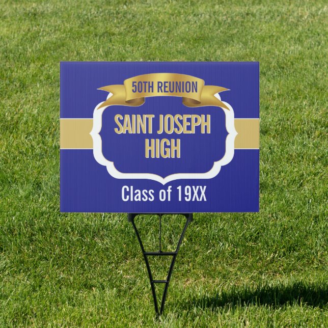 Custom BLUE 50th Class Reunion  Sign (Insitu)