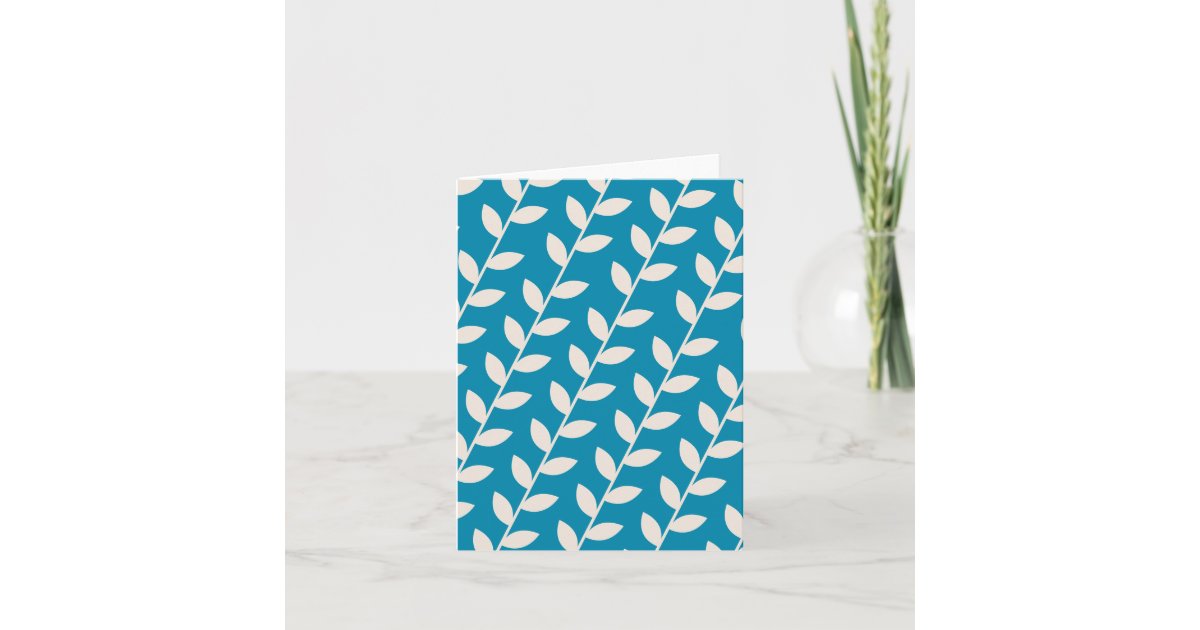 Custom Blue 70s Retro Leaf Pattern Card | Zazzle