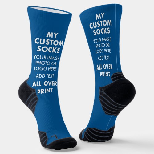 Custom BLUE All Over Print Mens Sports Socks