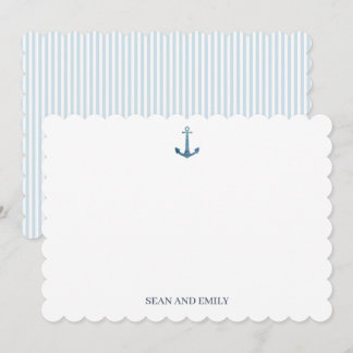 Custom Blue Anchor Logo Nautical Stationary Thank You Card