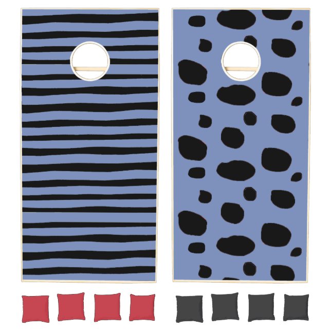 Custom Blue and Black Monogrammed Cornhole Game (Set)