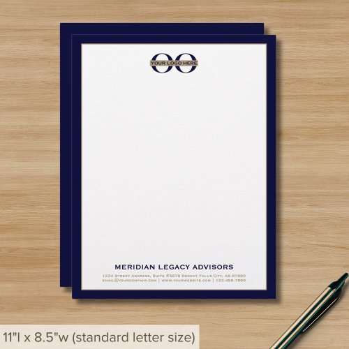 Custom Blue and Gold Business Letterhead with Logo