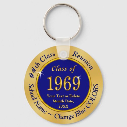 Custom Blue and Gold Class of 1969 Party Favors Keychain