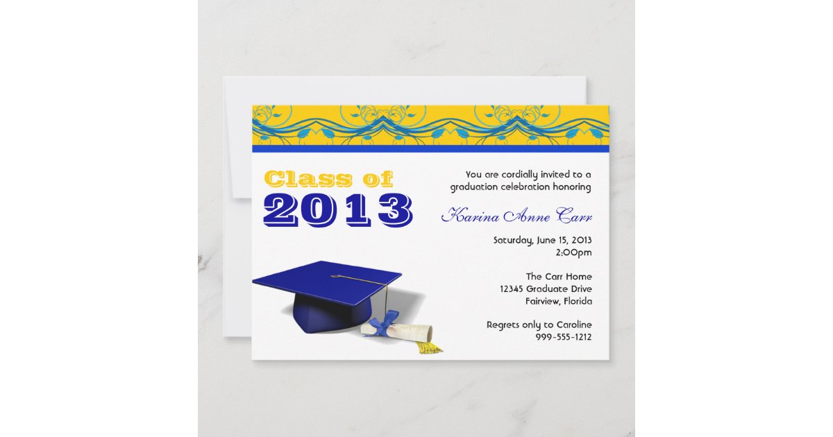 Custom Blue and Gold Graduation Party Invitations Zazzle