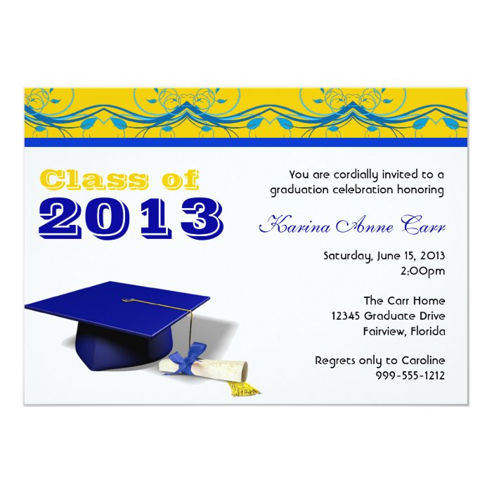 Custom Blue And Gold Graduation Party Invitations | Zazzle