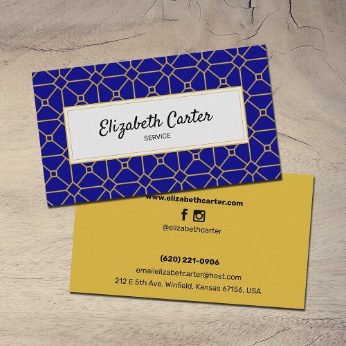 Custom Blue and Gold Modern and Elegant Business Card
