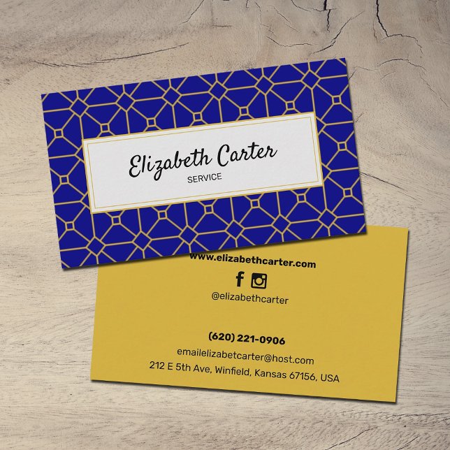 Custom Blue and Gold Modern and Elegant Business Card (Creator Uploaded)