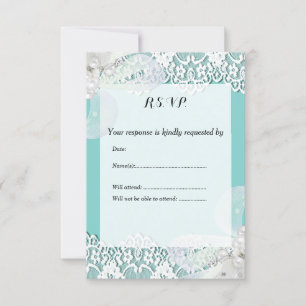 Custom Blue and Lace RSVP Wedding