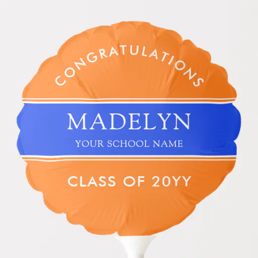 Custom Blue and Orange Graduation Balloon