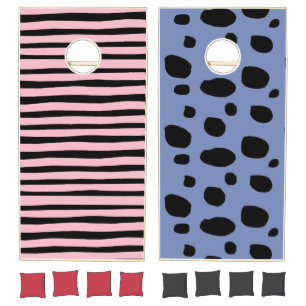 Custom Blue and Pink Monogrammed Cornhole Game