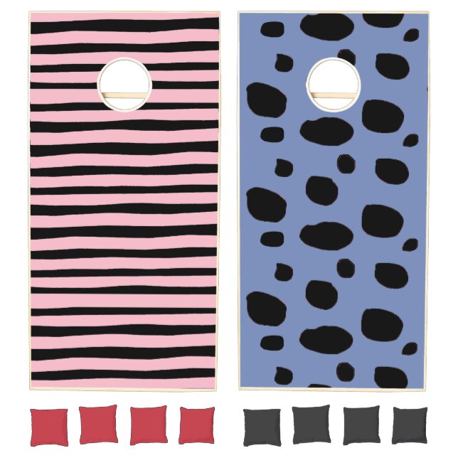 Custom Blue and Pink Monogrammed Cornhole Game (Set)