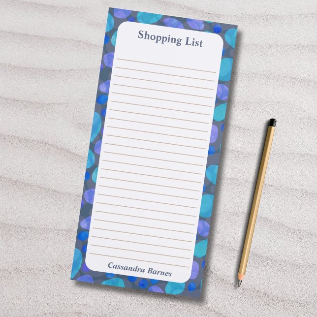 Custom Blue and Purple Grocery Shopping List Magnetic Notepad (Creator Uploaded)