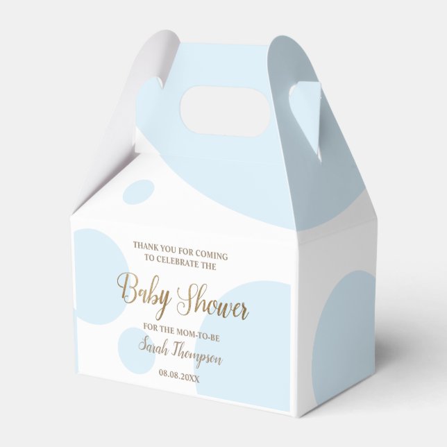 Custom blue and white baby boy shower Favor Box (Front Side)