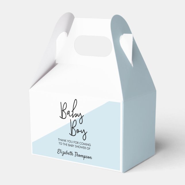 Custom blue and white baby boy shower Favor Box (Front Side)