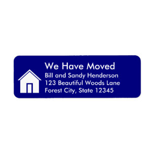 Custom Blue and White House Moving Announcement Label