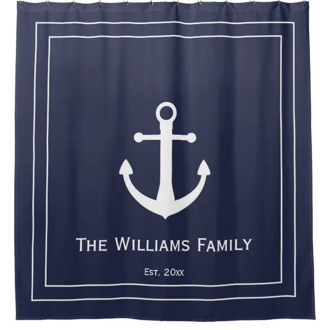 Custom Blue And White Nautical Shower Curtain 