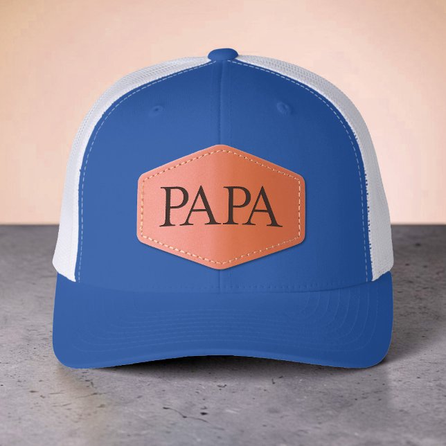 Custom Blue and White PAPA Lettering Leather Patch Hat (Creator Uploaded)