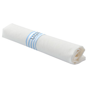 Custom blue and white striped wedding napkin bands