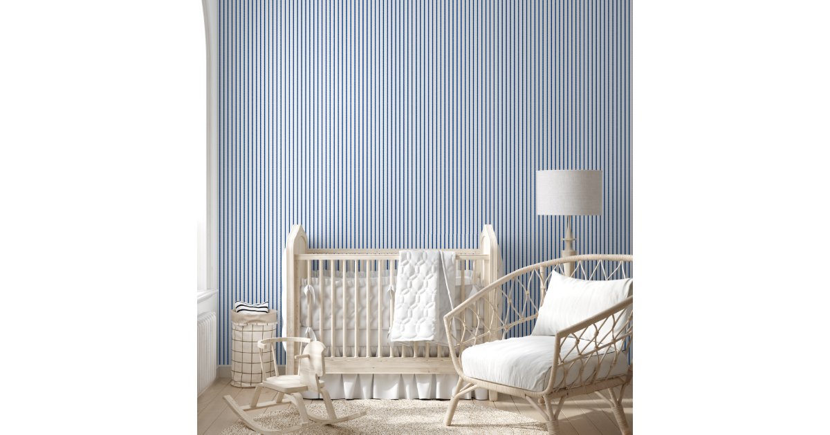 Custom Blue and White Vertical Stripe Wallpaper | Zazzle