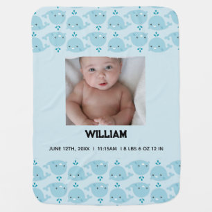  Custom Blue Baby Boy Name Birth Date  Photo Baby Blanket