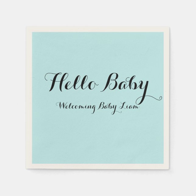 custom blue baby shower napkins for boys (Front)