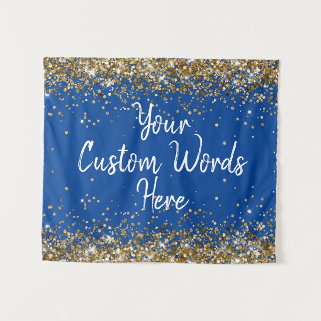 Custom Blue Backdrop Birthday Party Photo Booth (Front (Horizontal))