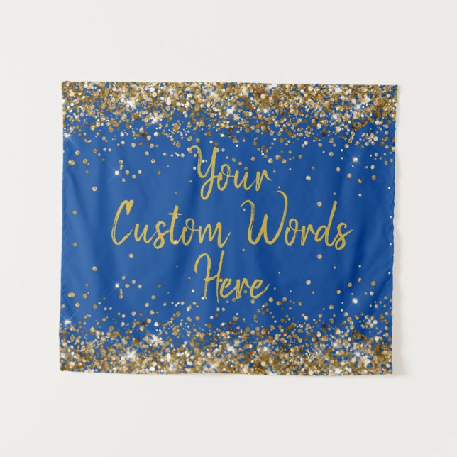 Custom Blue Backdrop Birthday Party Photo Booth (Front (Horizontal))
