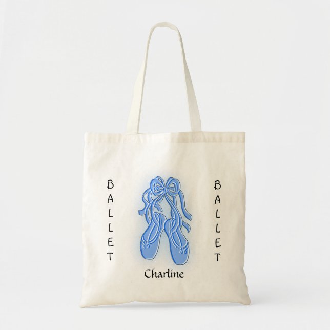 Custom Blue Ballet Shoe Tote Bag (Front)
