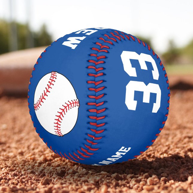 Custom Blue Baseball Ball with Name Team Number (Creator Uploaded)