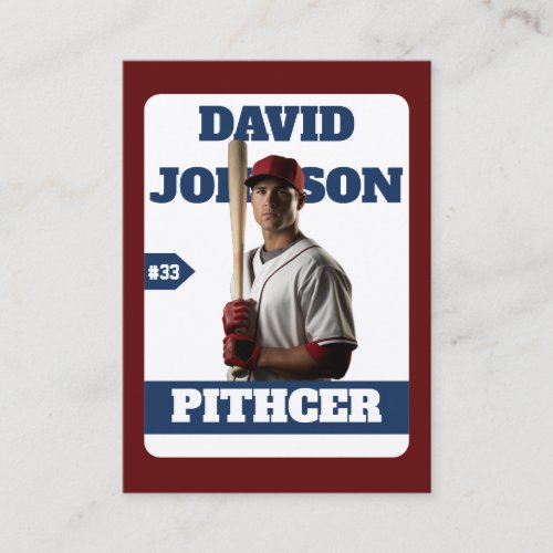 Custom Blue Baseball Birthday Trading Card Player