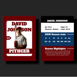 Custom Blue Baseball Birthday Trading Card Player