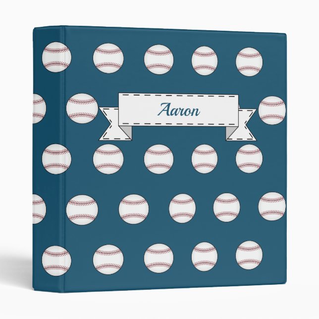 Custom Blue Baseball Card Organizer Binder Gift (Front/Spine)