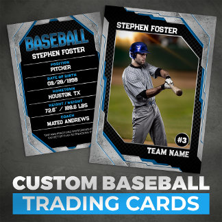 Custom Blue Baseball Trading Card Baseball Player