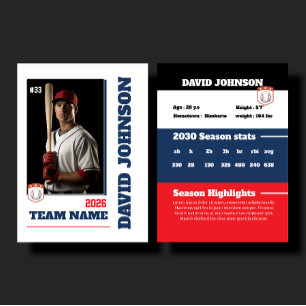 Custom Blue Baseball Trading Card Player Profile