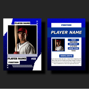 Custom Blue Baseball Trading Card Player Profile