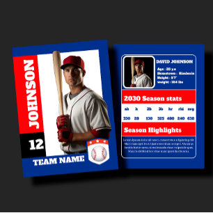 Custom Blue Baseball Trading Card Player Profile