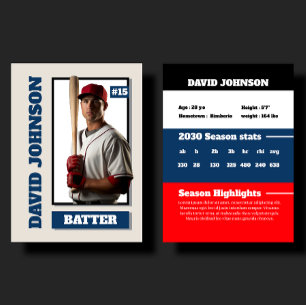 Custom Blue Baseball Trading Card Player Profile